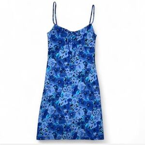 Byer Too! Vintage Y2K Blue Floral 90s Slip Dress Size Small